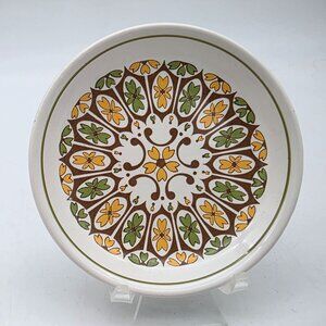 1970s Palissy England Floral Ceramic Trinket Plate 4.5" Brown Yellow Green Vinta